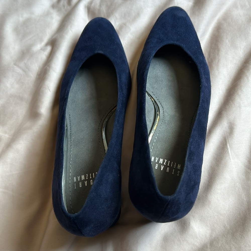 Stuart Weitzman Chic Pumps Navy Blue Suede Heels 7M